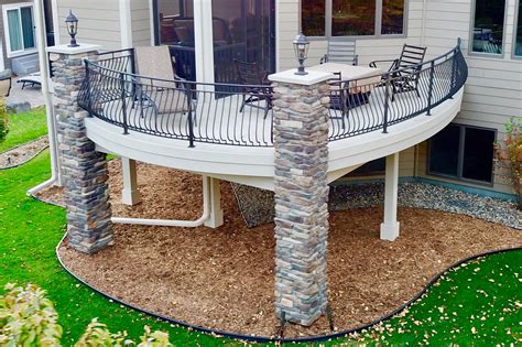 stone on wood deck.